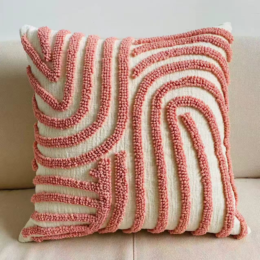 Tufted Embroidery Pillow Cover