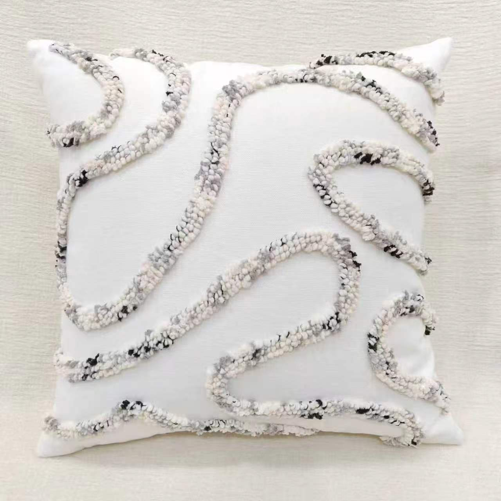 Tufted Embroidery Pillow Cover