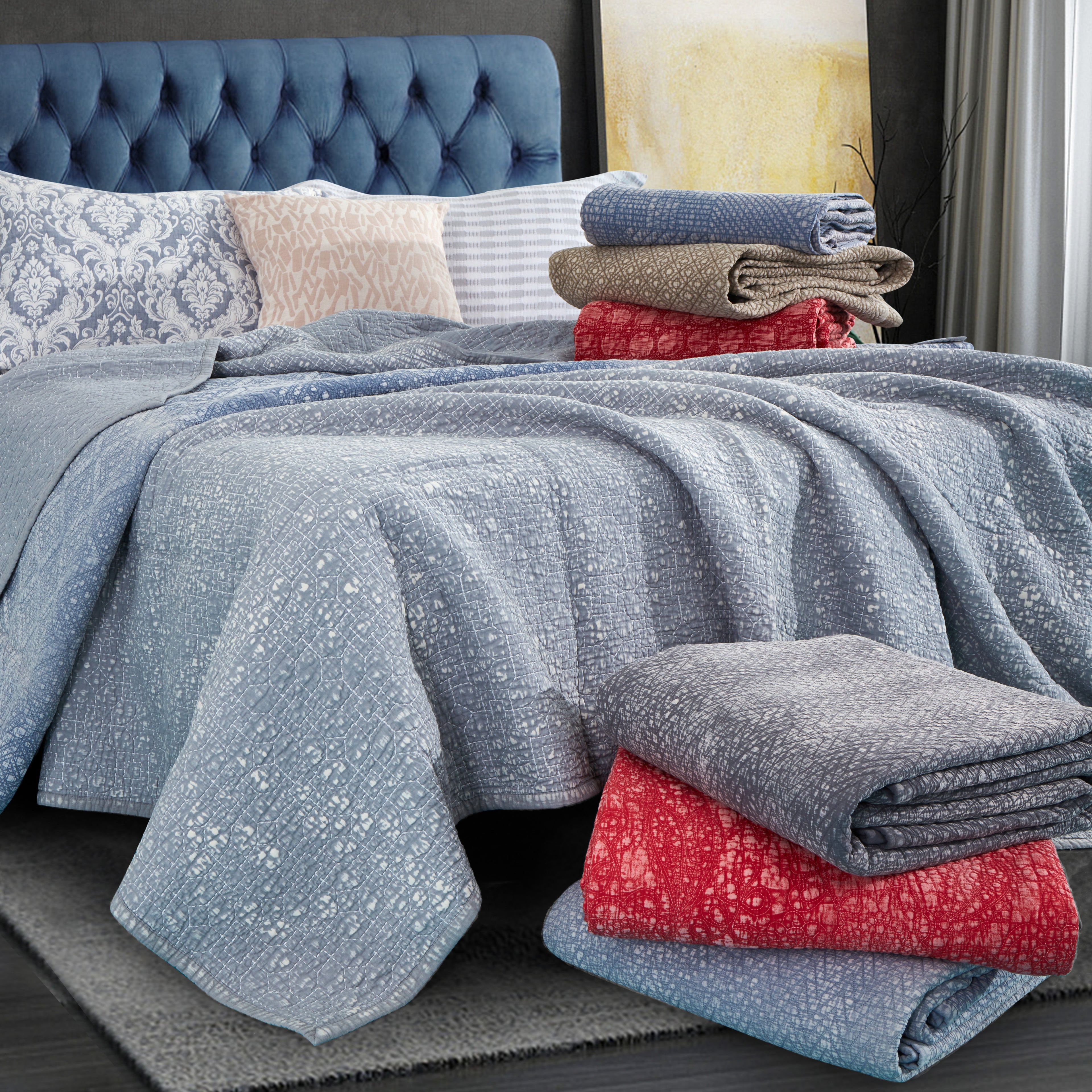 Washed Speckled Quilted Bedding Set
