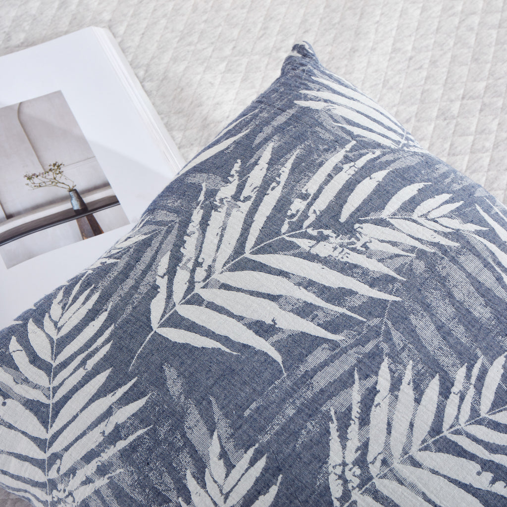 Breathable Linen Throw Pillow with Botanical Print, Decor Cushion for Living Room & Bedroom