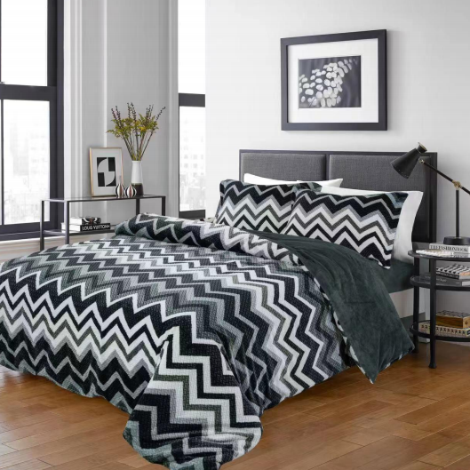 240gsm Jacquard flannel fleece with printing+ 180gsm solid flannel for duvet set or blanket
