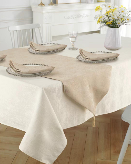 220gsm Cecio cross dye jacquard table cloth set-polyester-gift box Packing