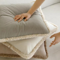 PLAIN VELVET WITH RABBIT FUR FRINGES