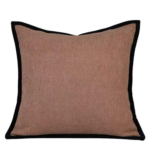 LINEN LOOK FABRIC WITH BLACK COLOR VELVET BORDER
