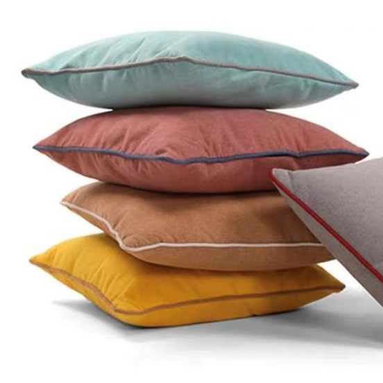 Cross dye micro Linen look 230gsm cushion with self fabric piping