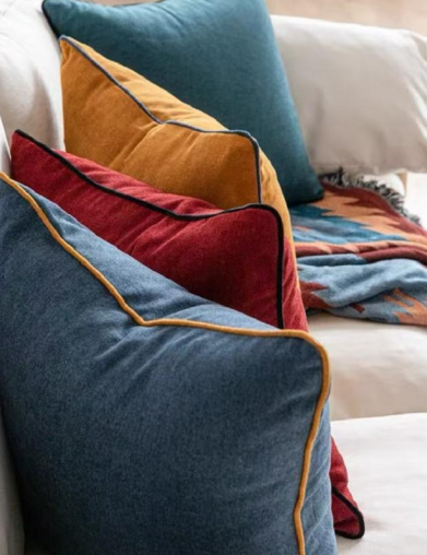 CHENILLE FABRIC WITH PIPING WITH NICE DENSITY LINEN LOOKING