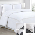 Cotton duvet set with lace/lines embroidery