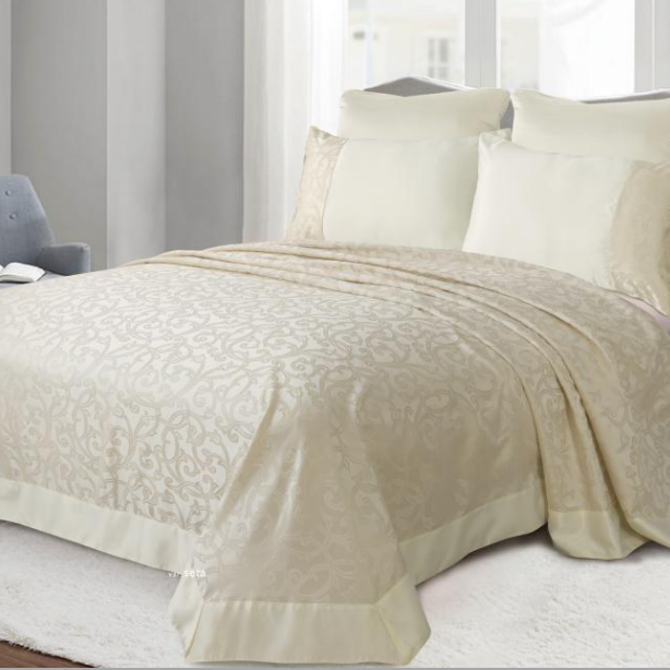Iris Jacquard coverlet set 100%POLYESTER JACQUARD with satin border