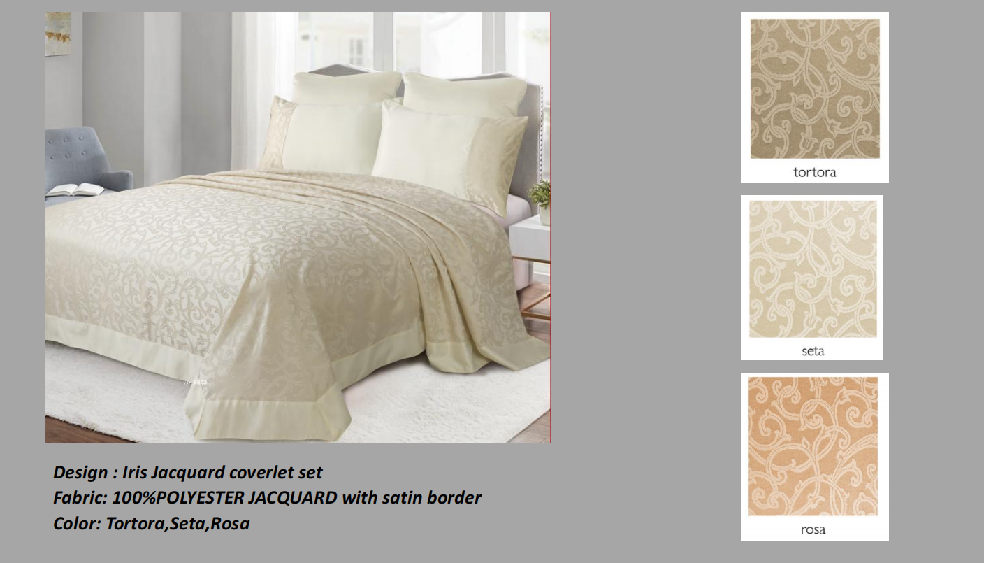 Iris Jacquard coverlet set 100%POLYESTER JACQUARD with satin border