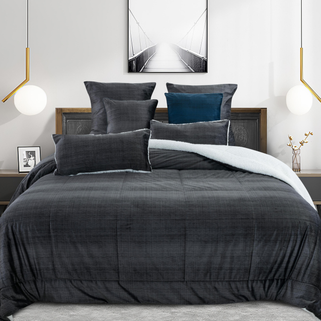 Quilted printing velvet+sherpa or super soft velvet backing , duvet set