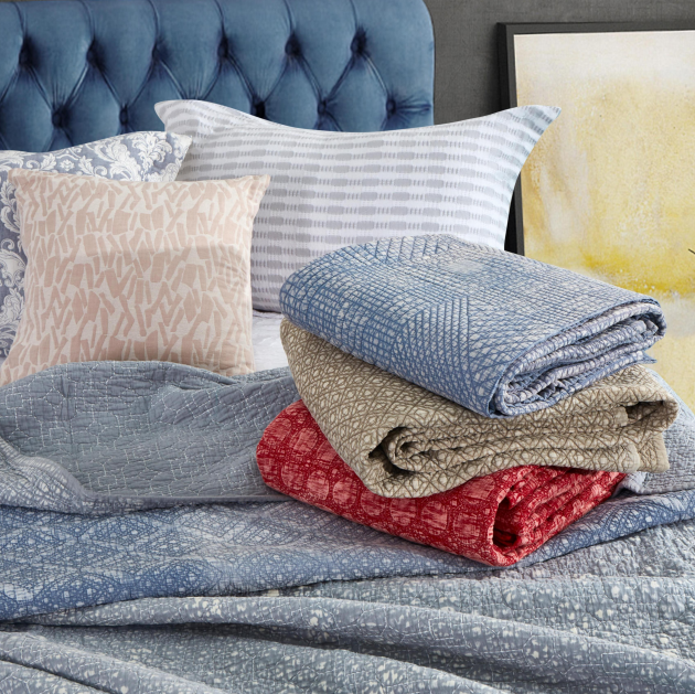 Design : quilted/embroidered stone washed quilt or bedspread set T140 100%Cotton
