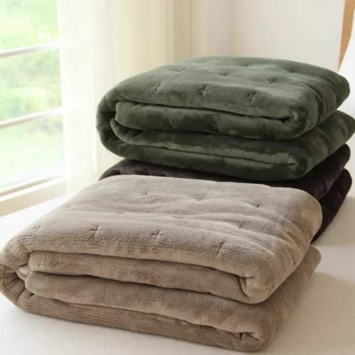 FLANNEL COMFORTER WITH CROSS STITCHING EMBROIDERY