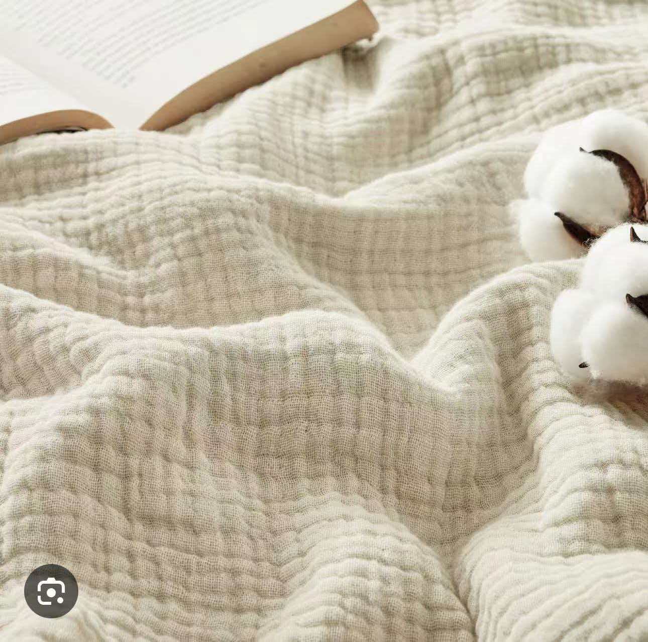 Washed Crinkle Cotton Fringe Blanket
