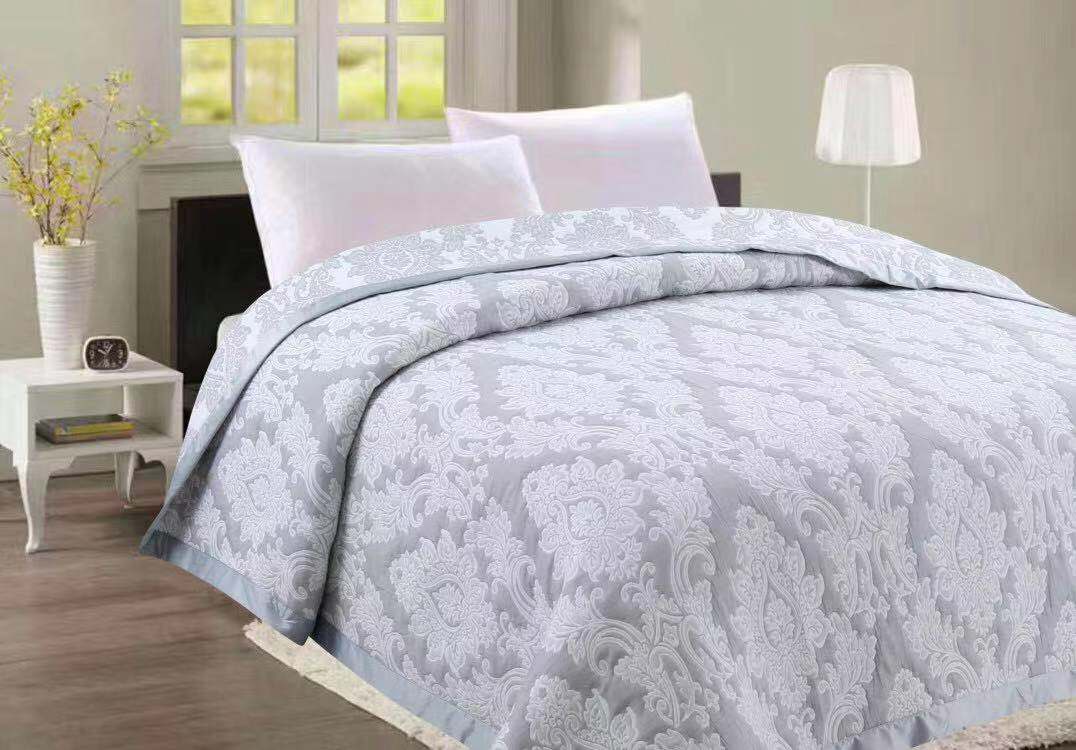 Grey Floral Quilted Bedding Set