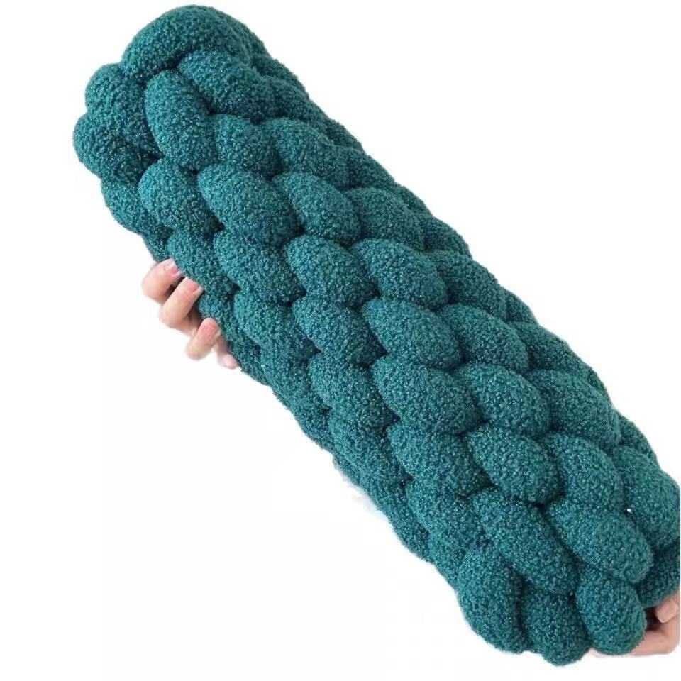 Teddy fleece woven long pillow with thick rope texture
