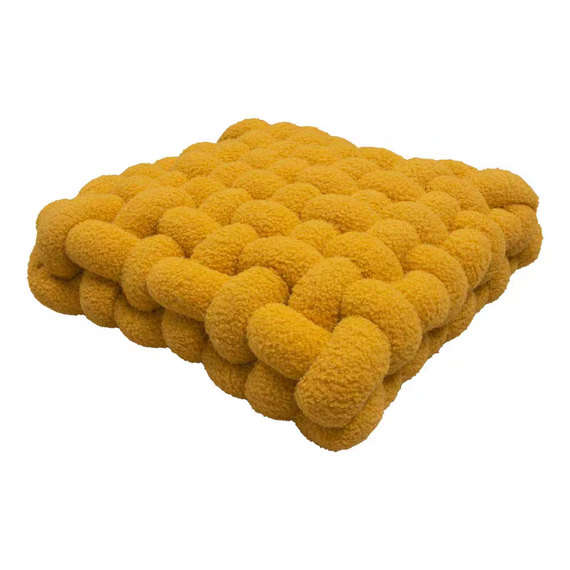 Teddy fleece woven grid seat cushion
