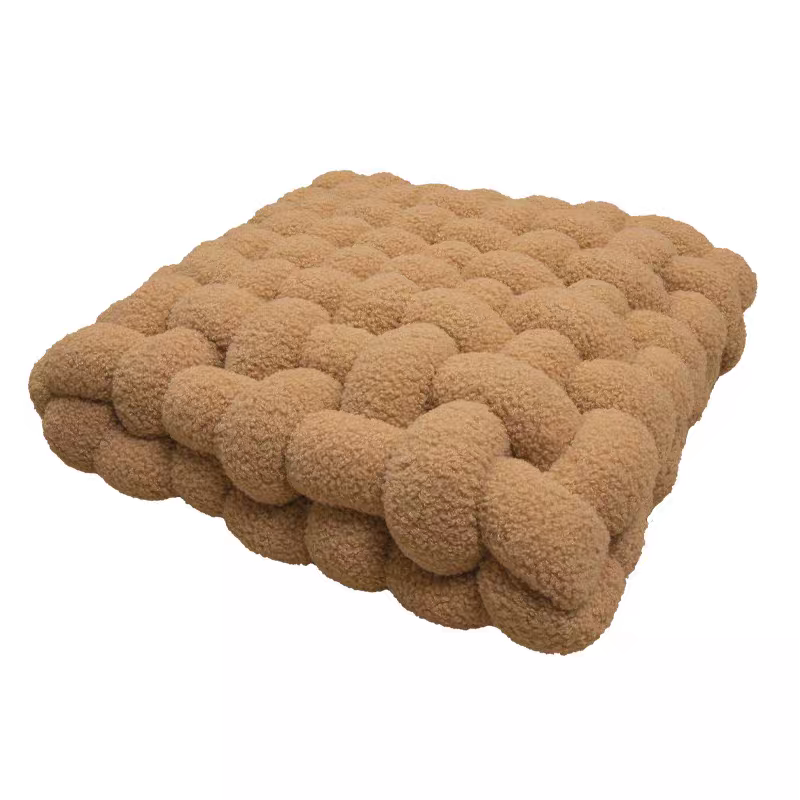 Teddy fleece woven grid seat cushion