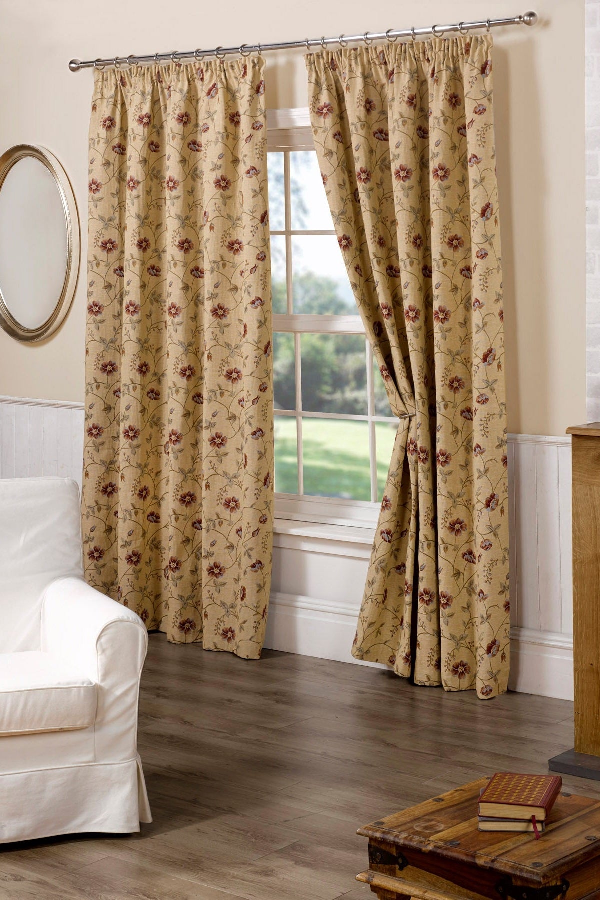 Vintage Floral Pencil Pleat Curtains