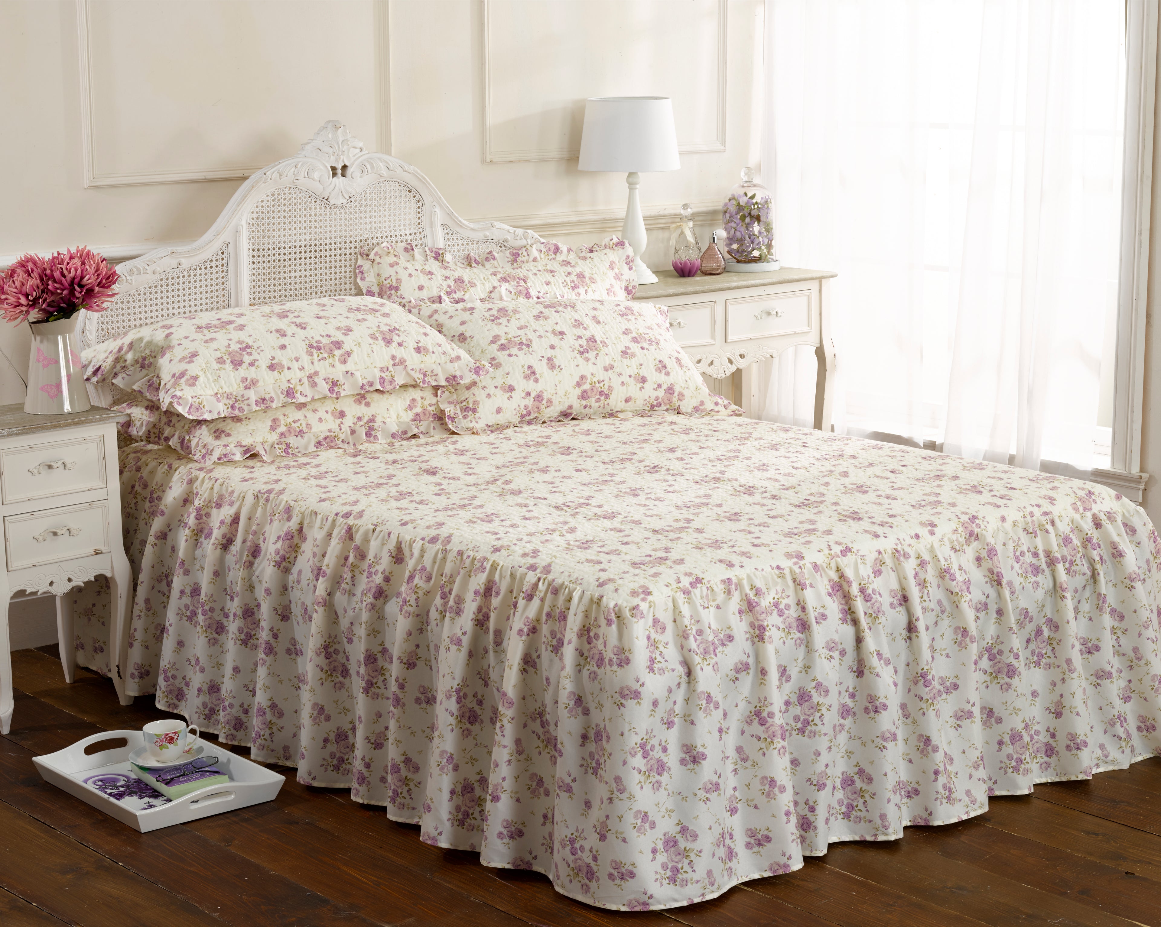 Floral Ruffled Bed Skirt Bedding Set