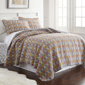 Bohemian Style Geometric Quilted Coverlet Set
