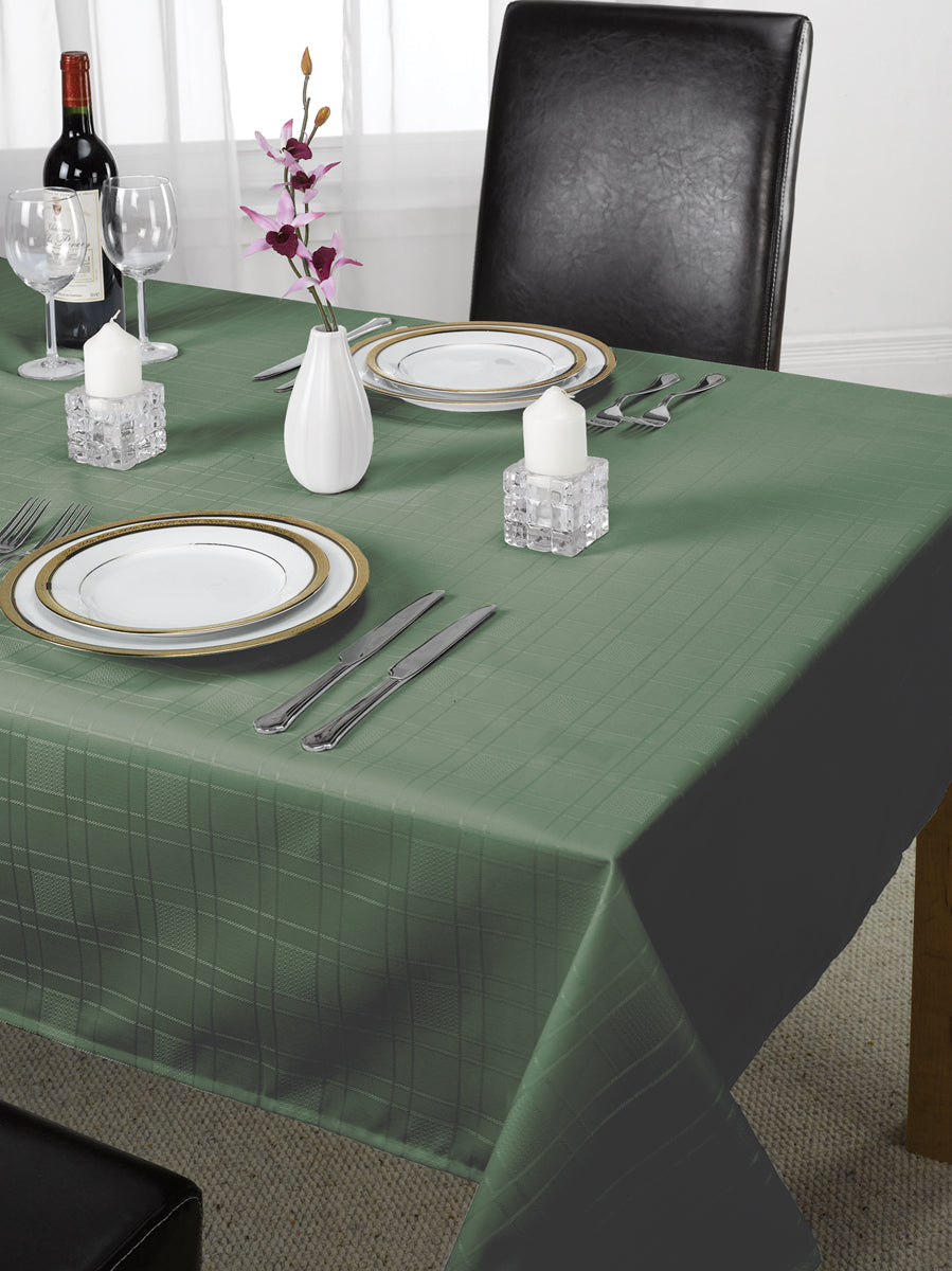 100% Polyester White Grid Jacquard Tablecloth, Easy-Care, Wrinkle-Resistant, Reusable Table Cover for Commercial & Home Use