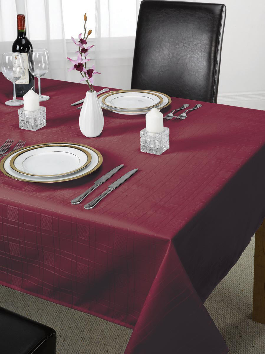 100% Polyester White Grid Jacquard Tablecloth, Easy-Care, Wrinkle-Resistant, Reusable Table Cover for Commercial & Home Use