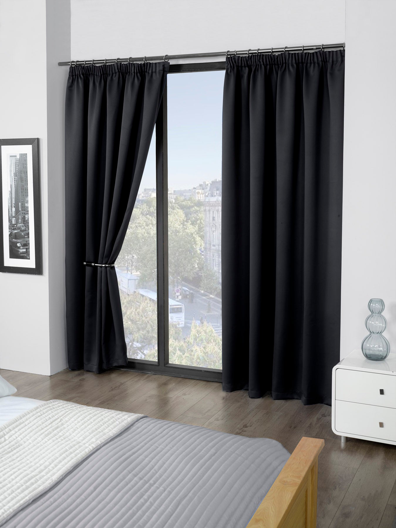 Solid Color Pencil Pleat Blackout Curtains