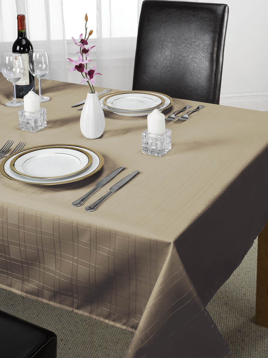 100% Polyester White Grid Jacquard Tablecloth, Easy-Care, Wrinkle-Resistant, Reusable Table Cover for Commercial & Home Use