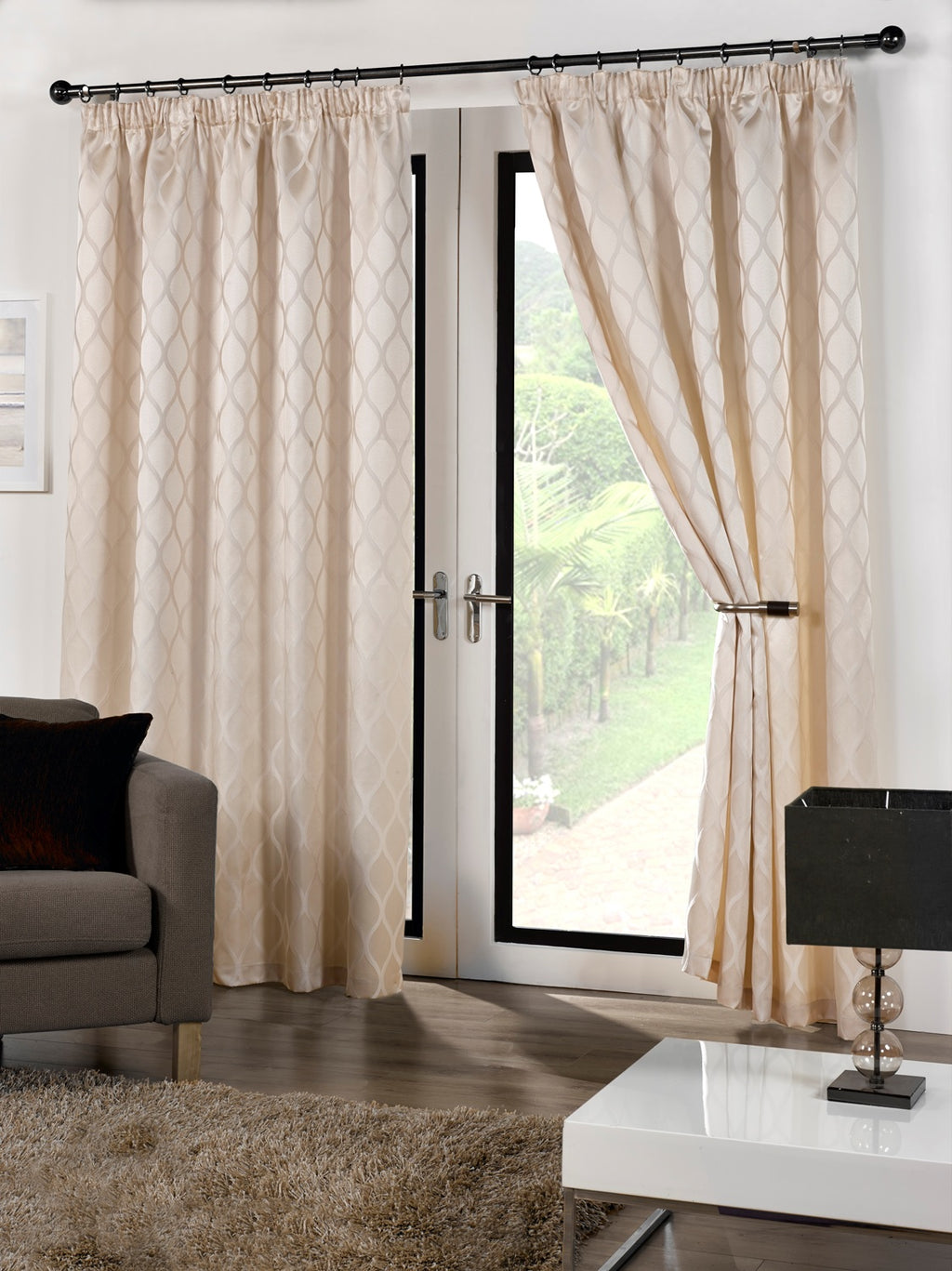 Geometric Wave Jacquard Pencil Pleat Blackout Curtains