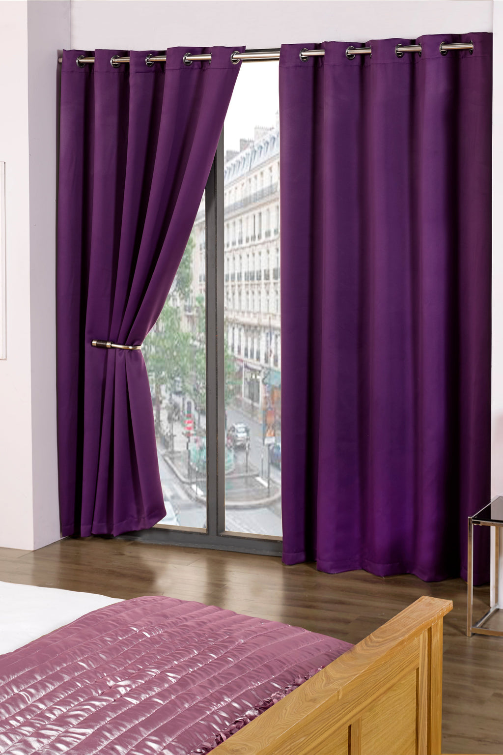 Multi-Color Solid Eyelet Blackout Curtains
