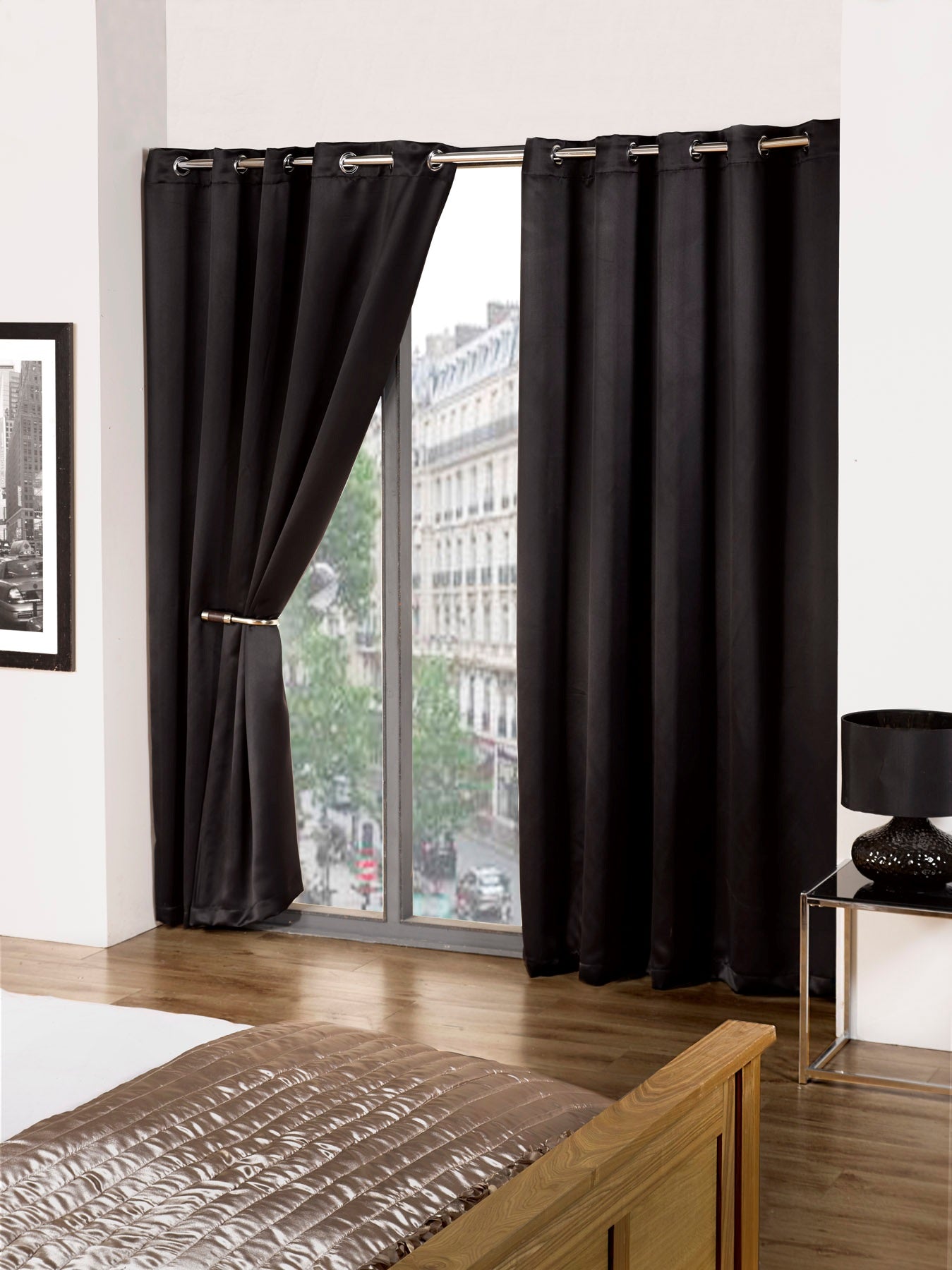 Multi-Color Solid Eyelet Blackout Curtains