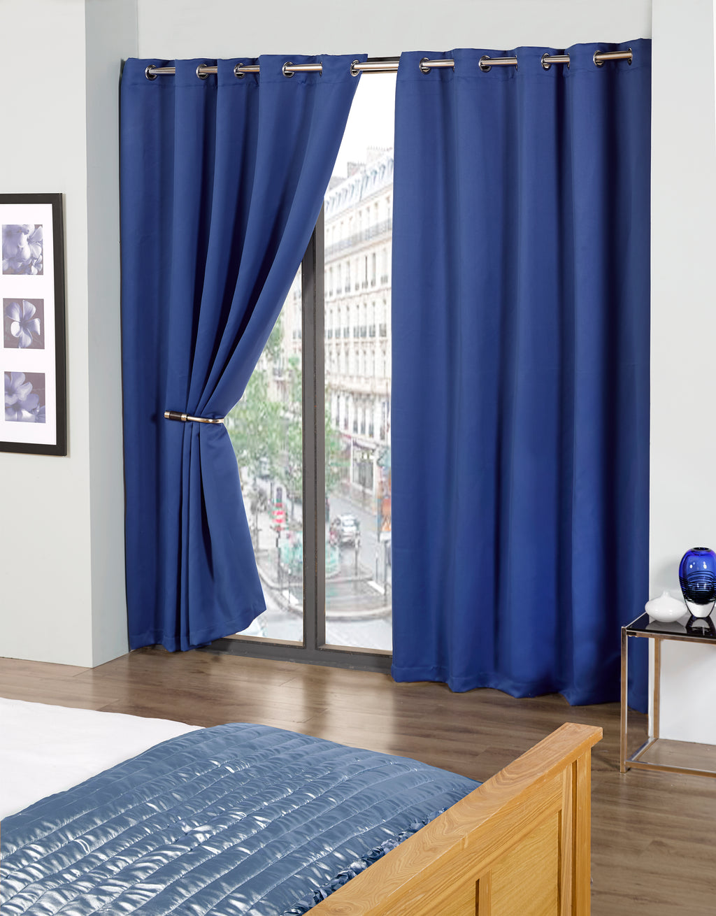 Multi-Color Solid Eyelet Blackout Curtains