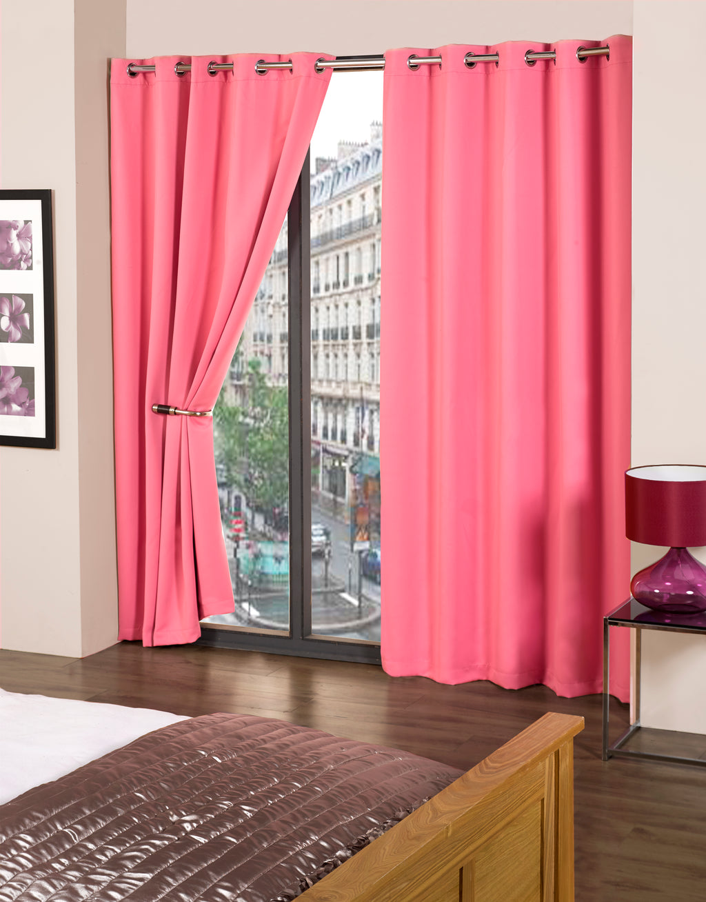 Multi-Color Solid Eyelet Blackout Curtains