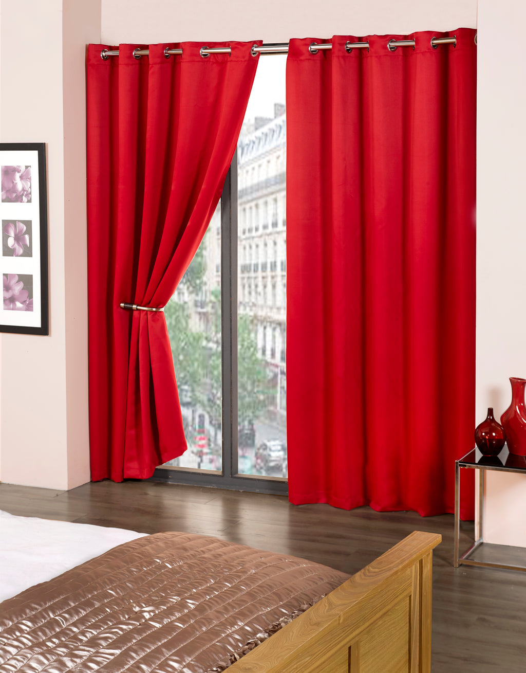 Multi-Color Solid Eyelet Blackout Curtains