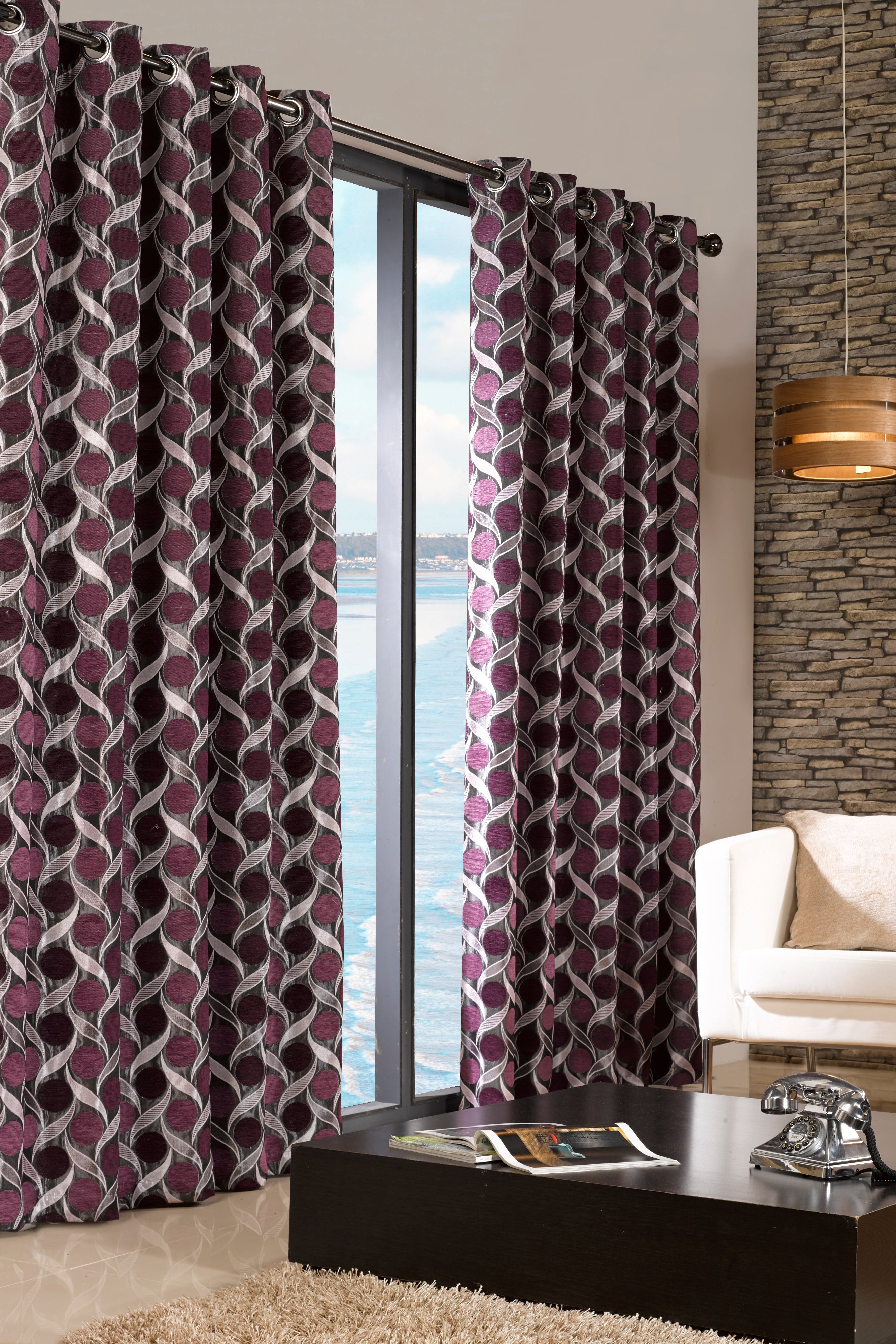 Interlocking Ring Jacquard Eyelet Blackout Curtain