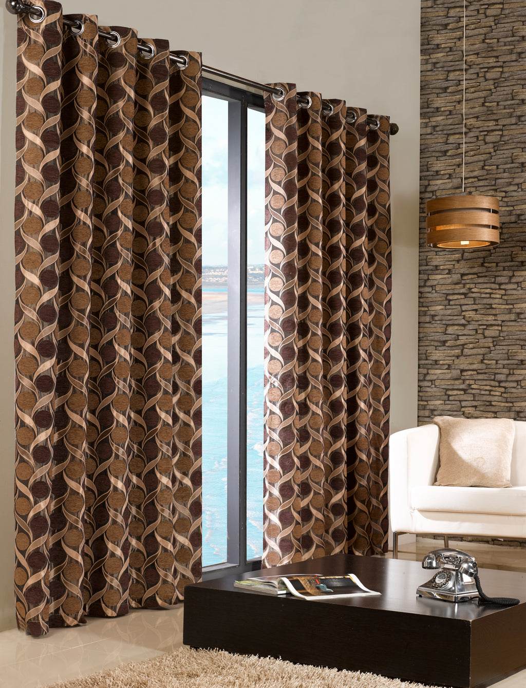Interlocking Ring Jacquard Eyelet Blackout Curtain