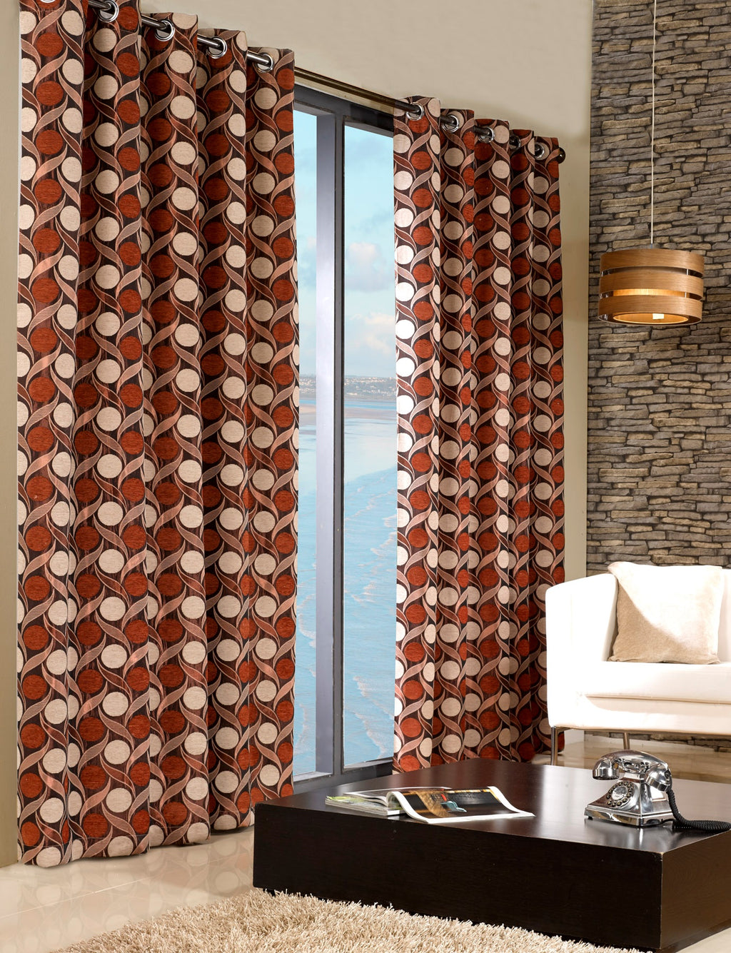 Interlocking Ring Jacquard Eyelet Blackout Curtain