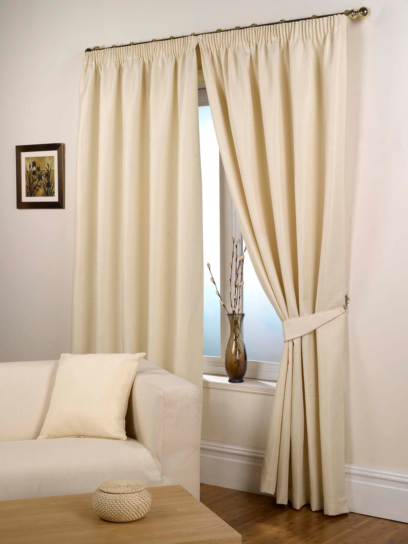 Tiny Grid Textured Pencil Pleat Blackout Curtains