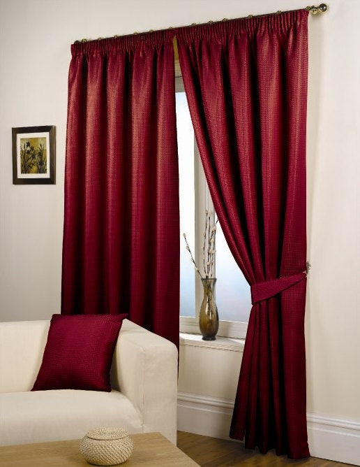 Tiny Grid Textured Pencil Pleat Blackout Curtains