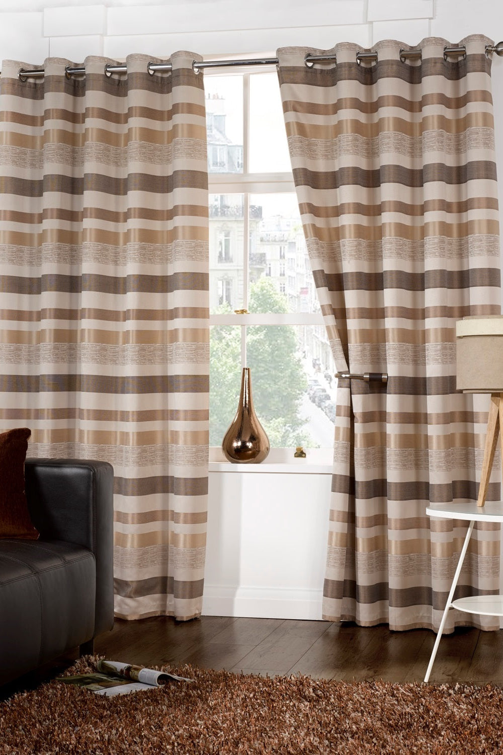 Modern Neutral Striped Blackout Curtains