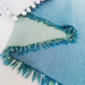 Blue-Green Gradient Fringe Cotton Throw