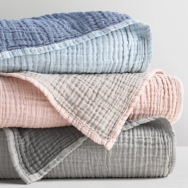Reversible Quilted Cotton Gauze Throw