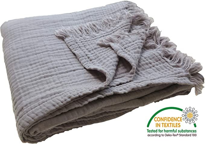 Reversible Quilted Cotton Gauze Throw